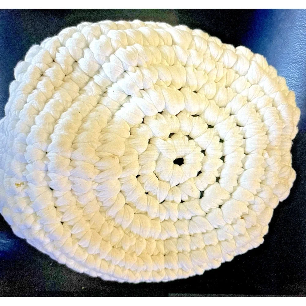 NWT Handmade Chunky Cotton Crochet Basket Storage Bin White 14